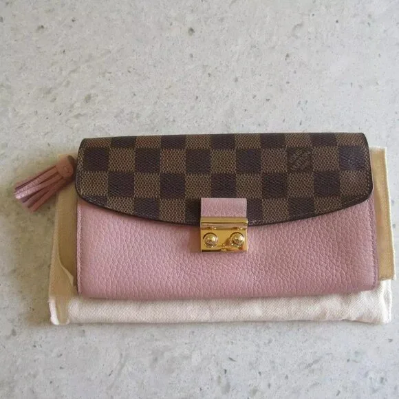 2019 Louis Vuitton FRANCE Damier Pink Croisette Pink Tassel Emilie Sarah Wallet - Picture 2 of 16